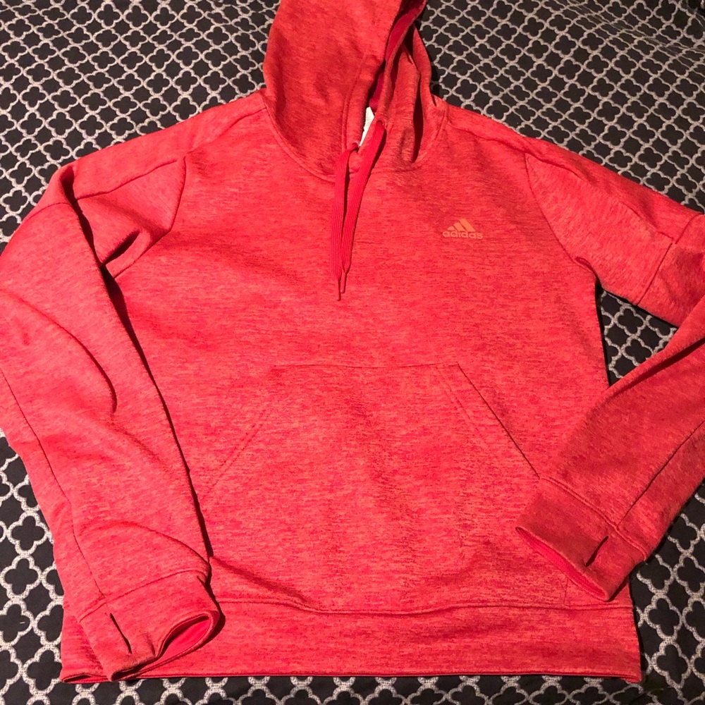 Adidas Sweatshirt Climawarm Hoodie Red Womens Size Medium Pullover K24
